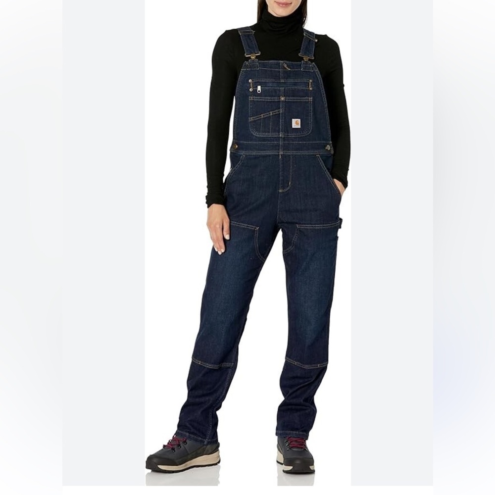 CARHARTT 104044 BIB Denim Overalls RUGGED FLEX STRETCH DBL Knees NWOT Unworn EC